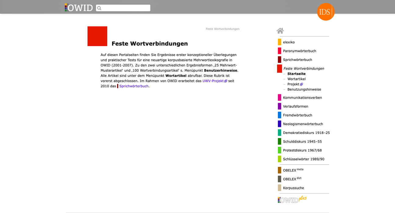Thumbnail for service OWID – Feste Wortverbindungen