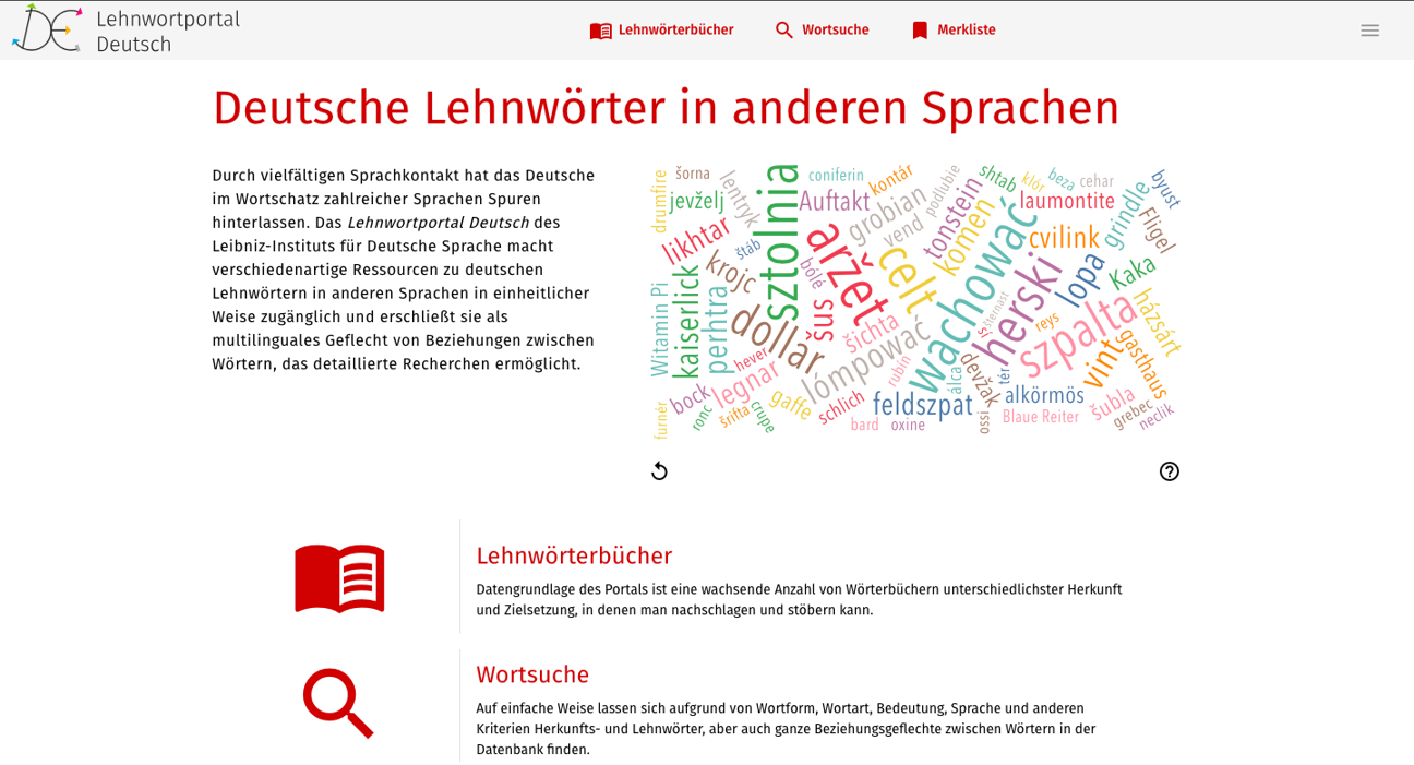 Thumbnail for service Lehnwortportal Deutsch