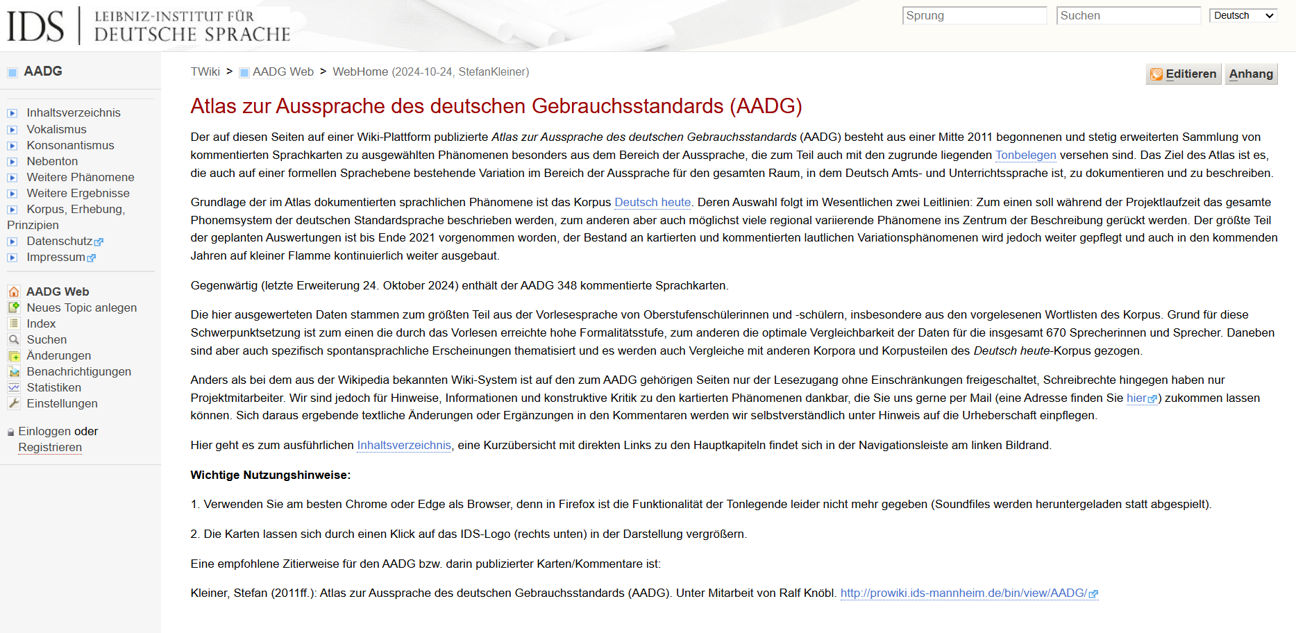 Thumbnail for service Atlas zur Aussprache des deutschen Gebrauchsstandards (AADG)