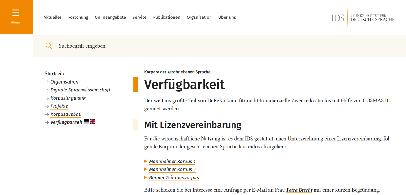 Thumbnail for service DeReKo – Korpus-Downloads