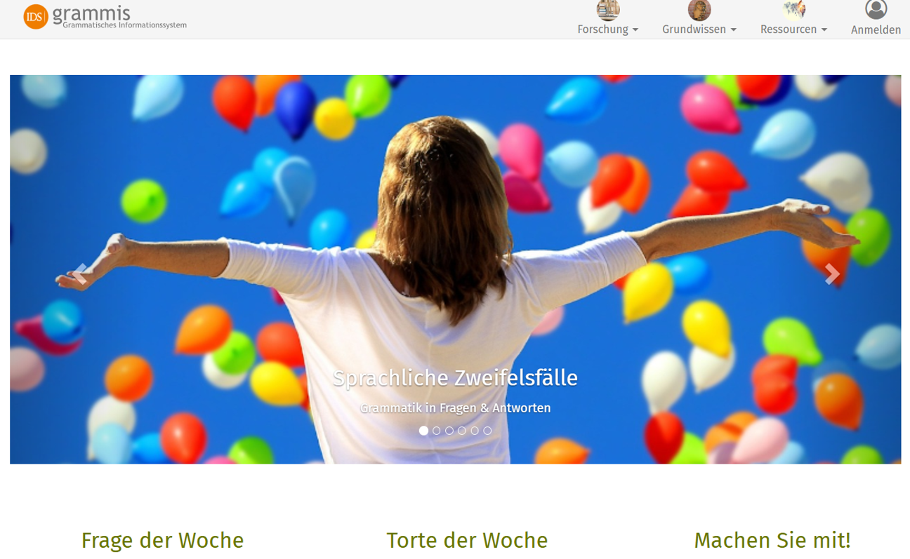 Thumbnail for service Grammatisches Informationssystem grammis