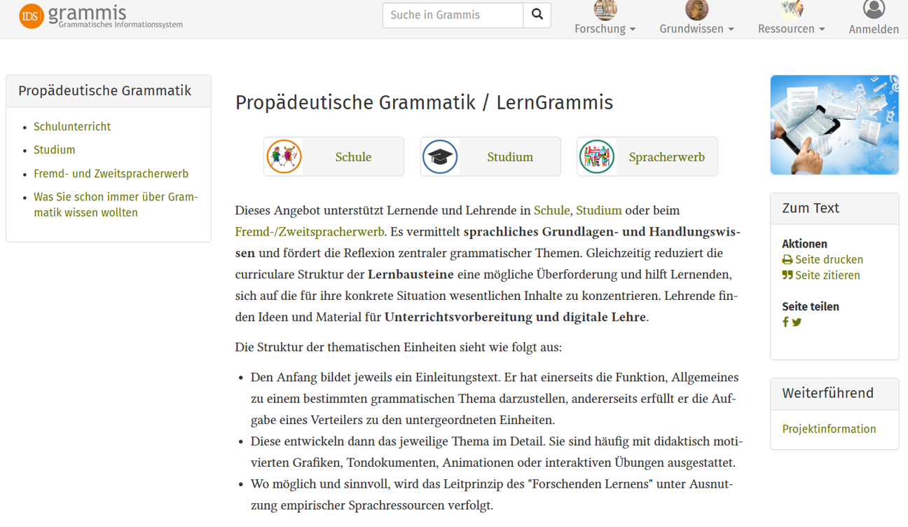 Thumbnail for service grammis - Grammatiklernen