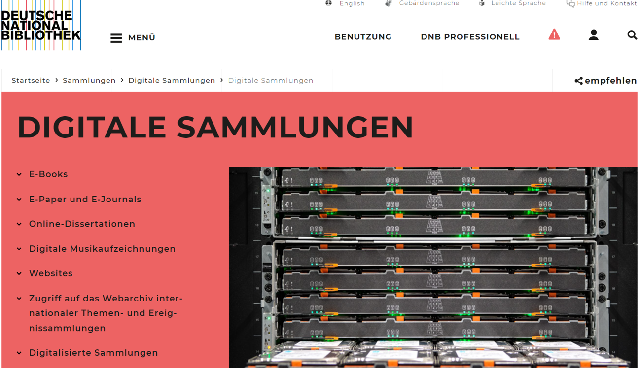 Thumbnail for service Digital Collection of Germany National Library