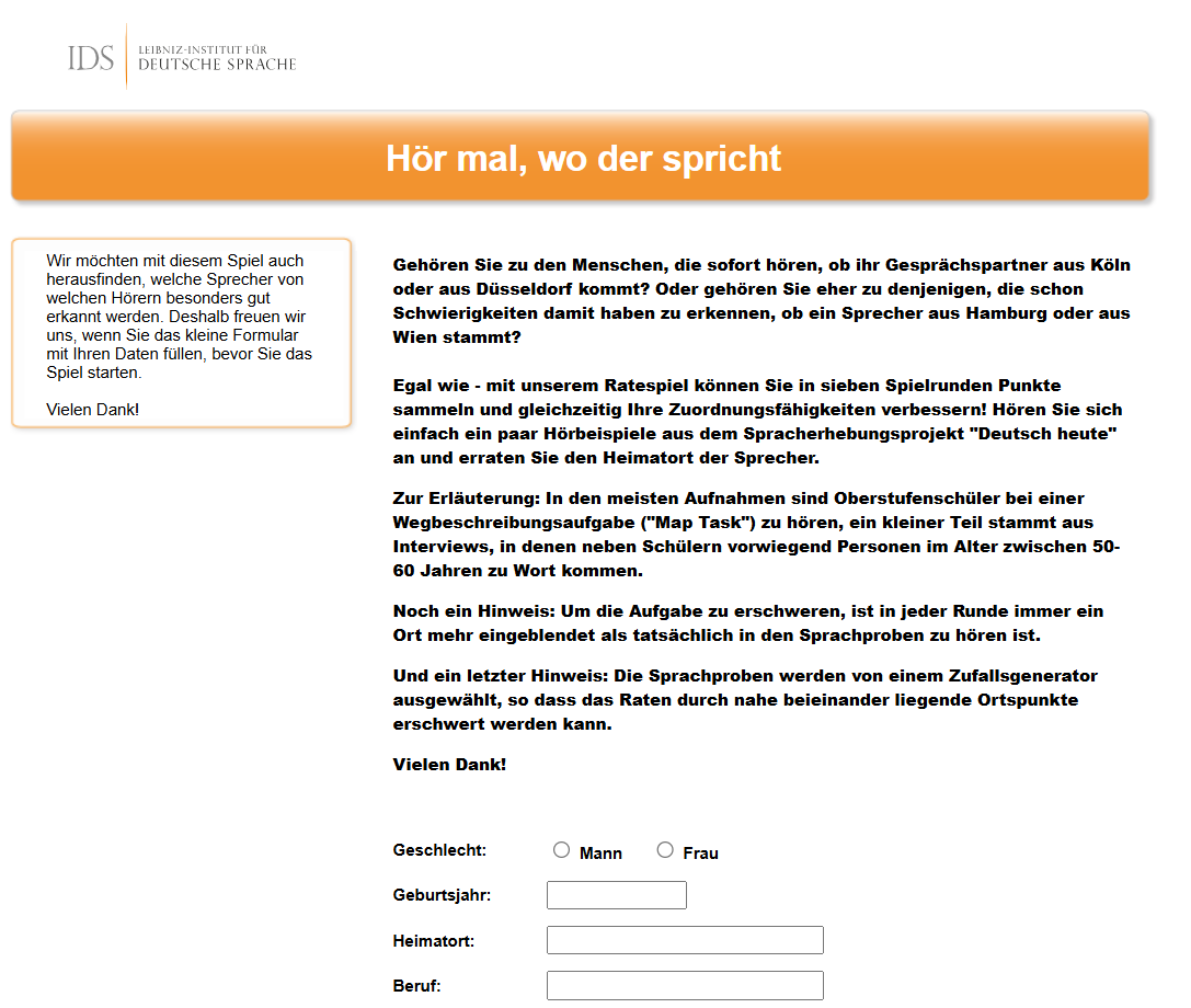 Thumbnail for service Ratespiel Hör mal, wo der spricht