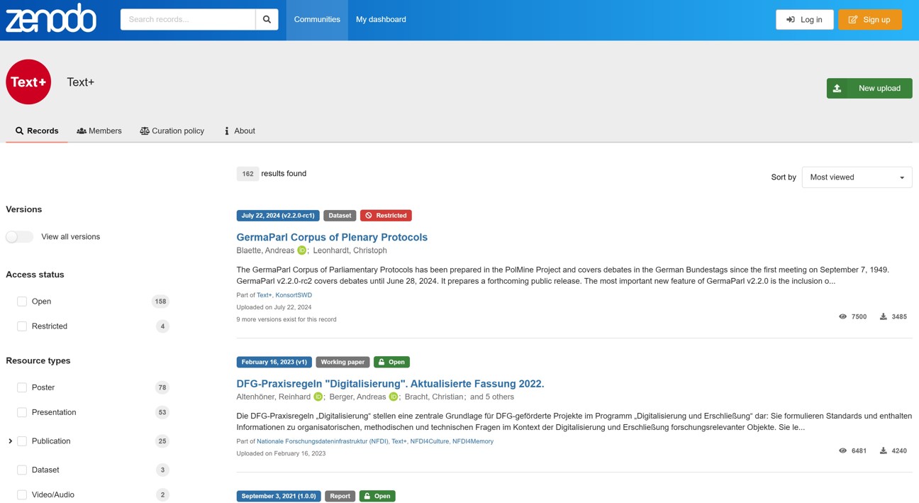 Thumbnail for service Text+ Zenodo Community