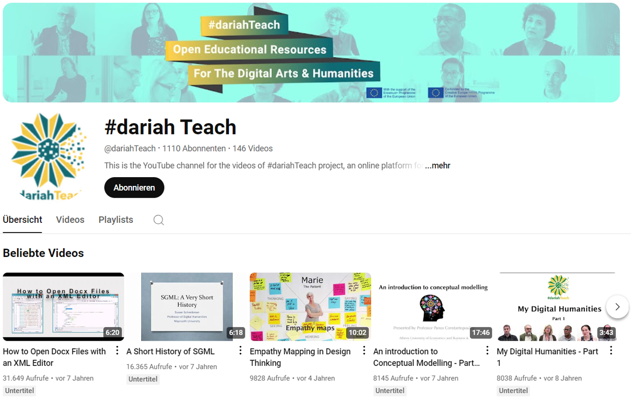 Thumbnail for training material DARIAH Teach (YouTube Channel)
