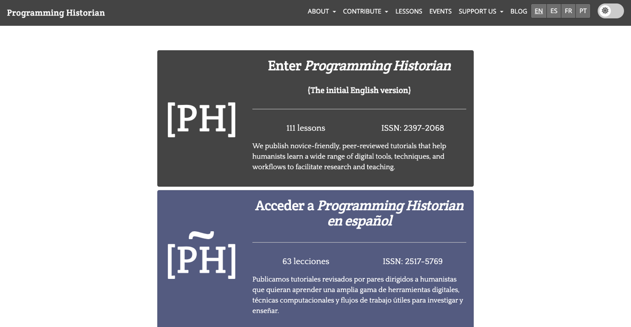 Thumbnail for training material The Programming Historian